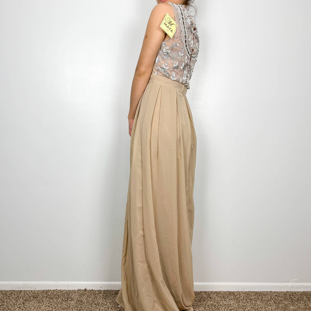 Maya Tall Delicate Blush Pink Maxi Dress With Embellished Beaded Back Size 6